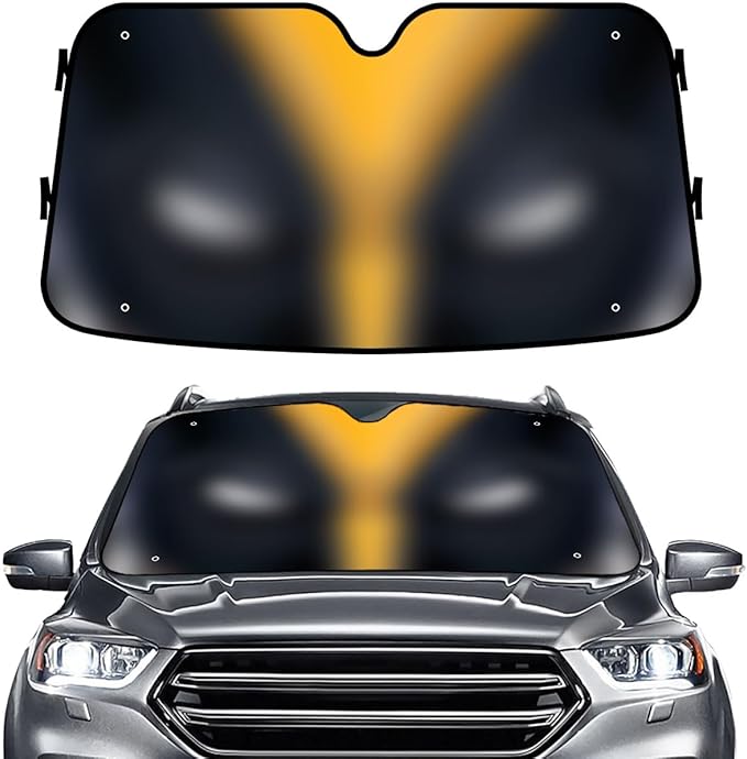 GENANY Yellow Eyes Windshield Sun Shade for Car SUV Truck (69x35 Inches), Sun Shade Windshield, Shades for Front Windows, Protector Blocks UV, Car Decor