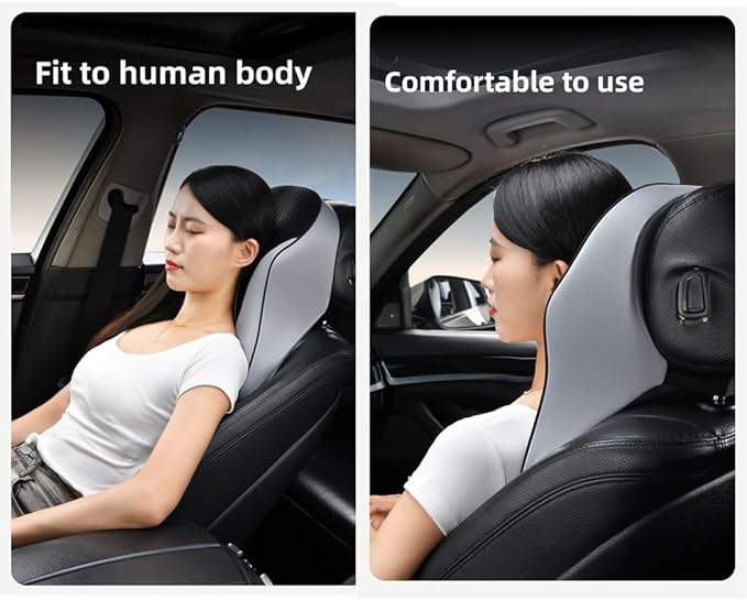 Memory Foam car Neck Pillow and Lumbar Support Pillow Set Breathable Removable Cover ergonomically Designed to Ease Neck and Back Pain (Black)