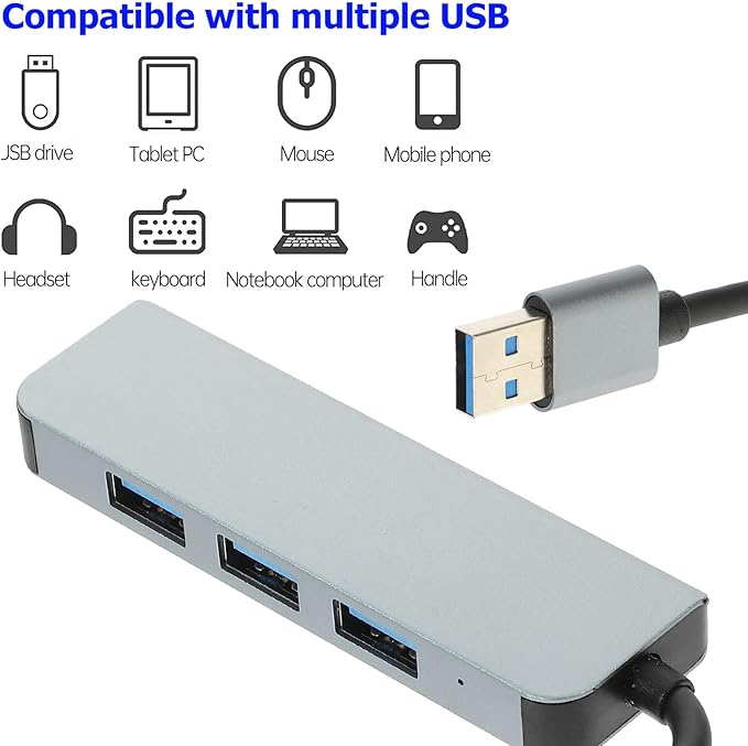 Kisangel USB Hub USB Port Expander for Laptop Computer High-Speed Data Transfer Up to Multi-Device Connection for Keyboard Mouse Printer Webcam No Driver Needed Compact and Portable Design
