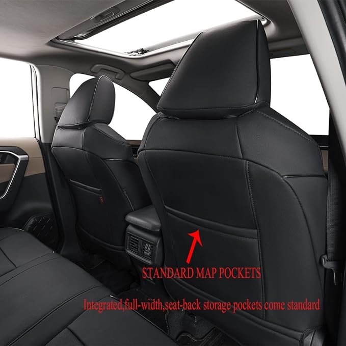 EKR Rav4 Seat Covers Custom Fit for Toyota Rav4 (Hybrid) Woodland/Limited 2026, Leather Car Seat Cover Full Set for SUV,Faux Leather(Black)