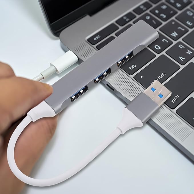 Sewroro USB Multiport Hub Expander for Laptop and Car USB Extender Hub for Keyboard Mouse and Gaming Accessories Dark Gray with Packaging Box