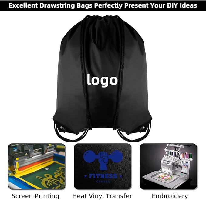 GoodtoU Drawstring Backpack Bulk, 40 Pcs Cinch Bags for Women & Men, Black