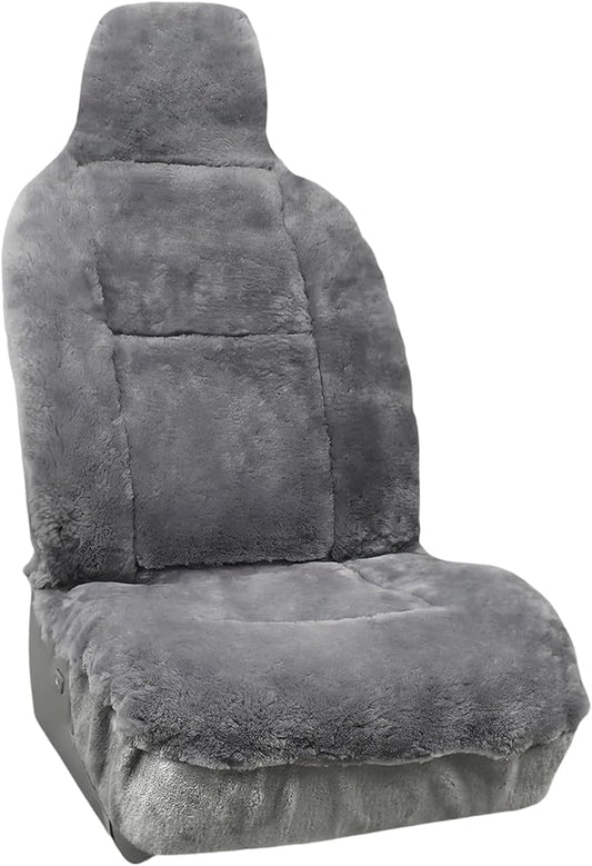 Aegis Cover Premium Australian Merino Sheepskin Car Seat Cover, Easy-Install Summer & Winter Universal Fit for SUV Truck Sedan Most Vehicles (FS-Grey)