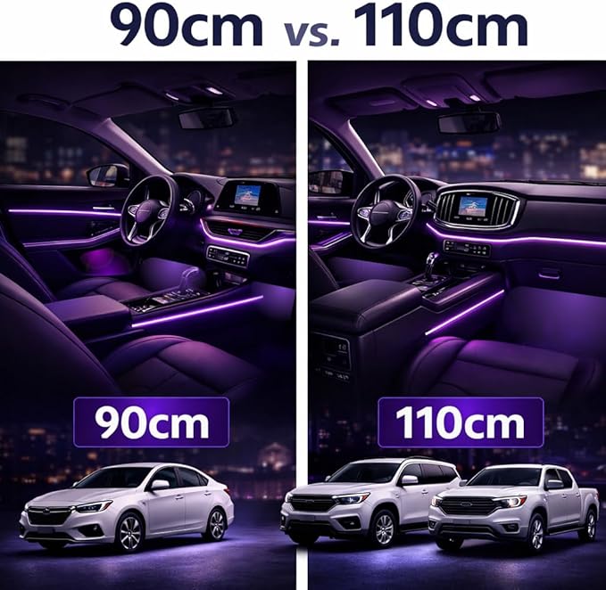 Acrylic Interior Car LED Strip Lights,dreamcolor 6-in-1 Car Ambient Lighting Kit, with APP Control, 622 LED Fiber Optic Strip Lights for Cars,Supports Neon Sync with Music DIY Mode.
