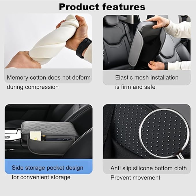 Center Console Armrest Cover Compatible with GMC Sierra1500/2500/3500 2019 2020 2021 2022 2023 2024 Leather Car Armrest Cushion Pad Protector Black Interior Accessories,Red