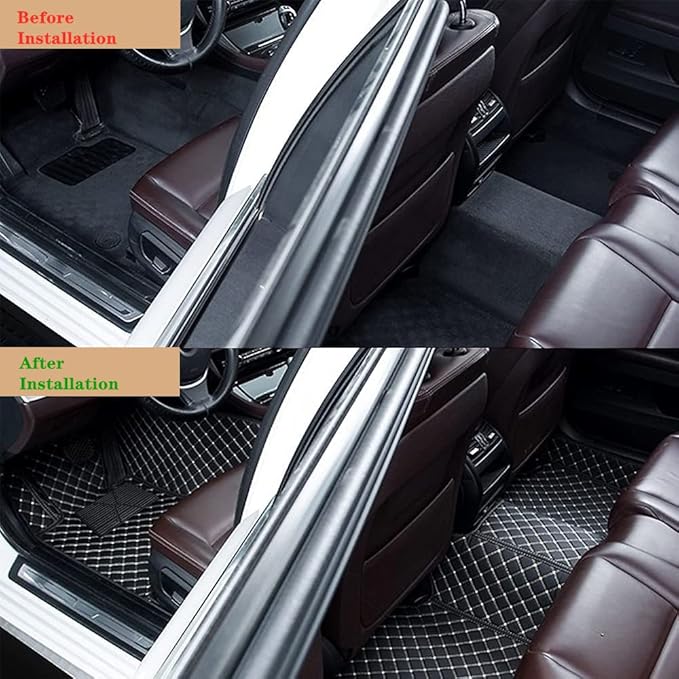 Custom Personalized Floor Mats for Cars - Luxury Full Coverage All Weather Mats, Anti-Slip Leather Mat Set, Fit for 99% of Cars, SUVs & Trucks (Yellow, A-Diamond)
