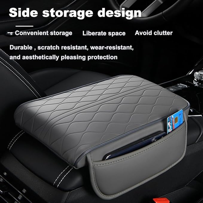 Center Console Armrest Cover Compatible with Dodge Ram 2500 2012-2024 Leather Car Armrest Cushion Pad Protector Black Interior Accessories,Red