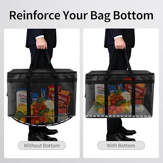 Bodaon Large 3-Pack Insulated Food Delivery Bag with hard bottom, XXXL Catering/Pizza Cooler Bags, Rideshare Delivery Bag, Thermal Cold/Hot Styrofoam Carrier for Travel/Shopping/Car