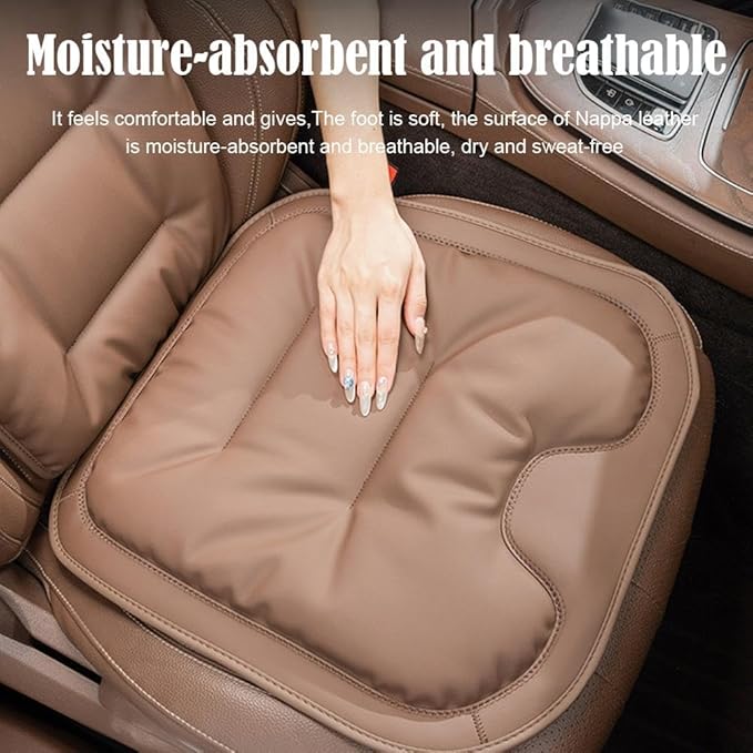 Skin-Friendly & Dirt-Repellent Leather Seat Cushions, 2026 Car Seat Cushion for Driving, 1.57" Thick Comfort Seat Protector, Universal Non-Slip Memory Foam Pad for Car (Red, Backrest Cushion)