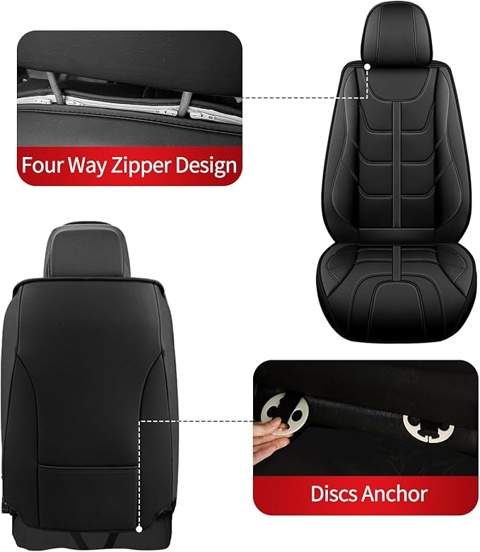 TTX LIGHTING Car Seat Covers fit for Jeep Cherokee 2014-2023 Front Seat: Premium Leather Automotive Seat Cover with Airbag Compatible Waterproof (2 Seats, Black)