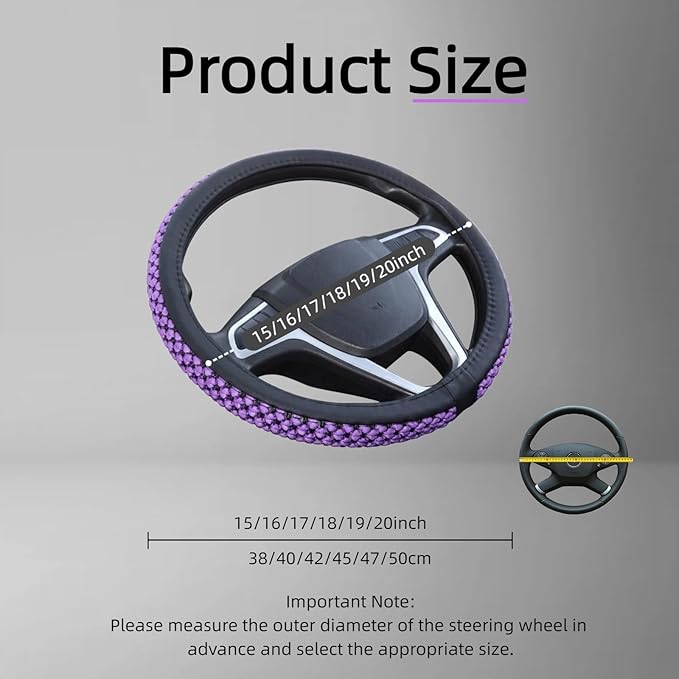 Size 16-20 Inch Ice Silk Ventilation Multi-Style Comfy Grip Steering Wheel Cover for Truck, Bus, Big Rig Trucker,SUV， Anti-Slip Design 16-20 Inch (Purple, 17)