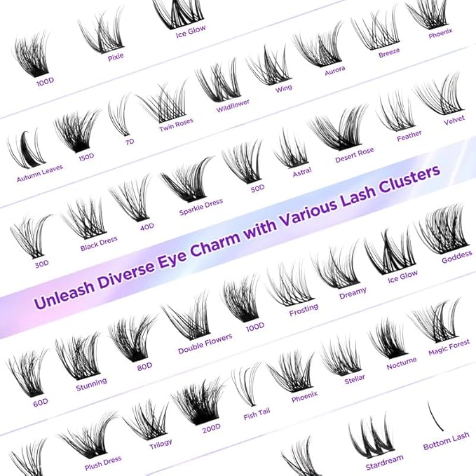 Lash Extension Kit DIY Lash Clusters Kit Eyelash Extensions Individual Lashes Extensions with (Bond,Seal,Tweezers,Remover,168Pcs,Aurora,8-16mm)