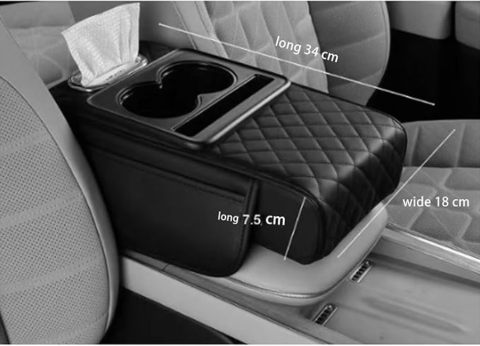 Car Arm Rest Cushion for Mazda CX-5, Center Console Armrest Pillow Car Armrest Pad Trucks with Cup Holder, Armrest Pad Storage Bag(Beige)