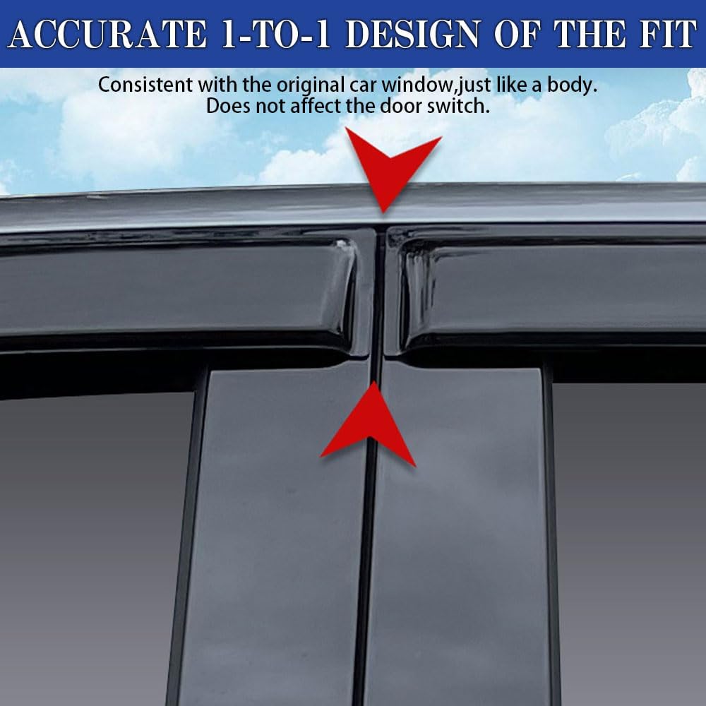Rain Guards for Buick Lacrosse 2010-2016, Tape-on Side Window Deflectors for Buick Lacrosse, Window Visors for Buick Cars, Car Accessories 4 Rain Guards ＆ 2 Car Coasters