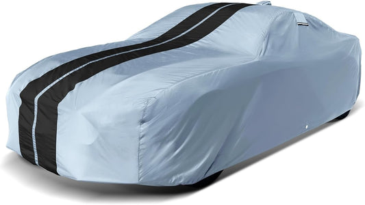 iCarCover Custom Car Cover for Pontiac Ventura (1960-1961) Waterproof All-Weather Rain Snow UV Sun Protector Full Exterior Indoor Outdoor Car Cover (Stripe - Gray/Black)