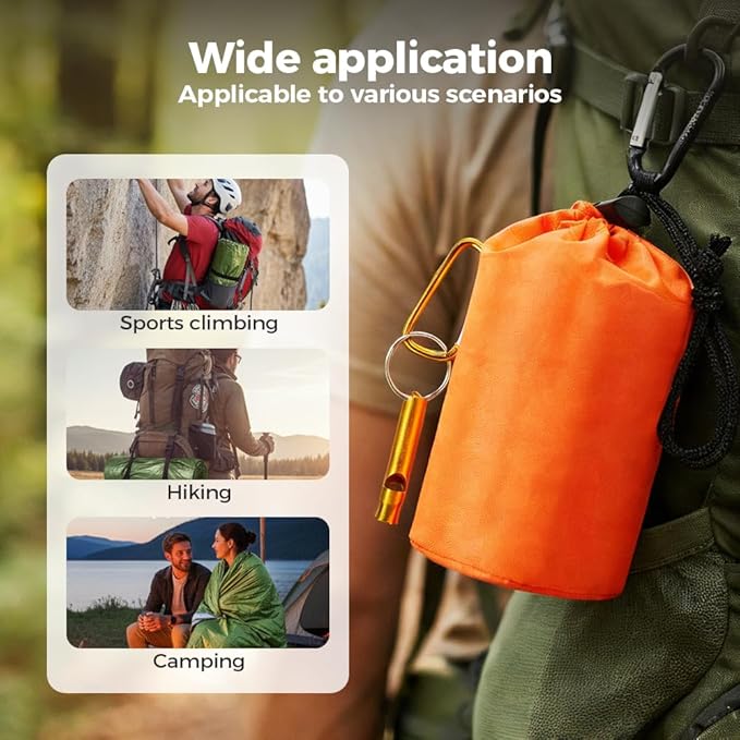 2026 New Blanket, Emergency Sleeping Bag for Survival, Blanket with Emergency Whistle Waterproof, Compact Lightweight, Emergency Mat for Survival Kit Car Camping Gear Hiking Go (Green*3)