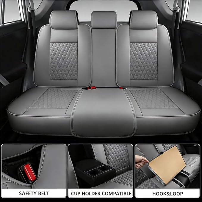 Car Seat Covers Full Set Custom Fit for Mercury Milan 2006-2011 - Premium Faux Leather with Lumbar Support | Breathable, Waterproof, Anti-Slip, Durable (Gray,Full Set)