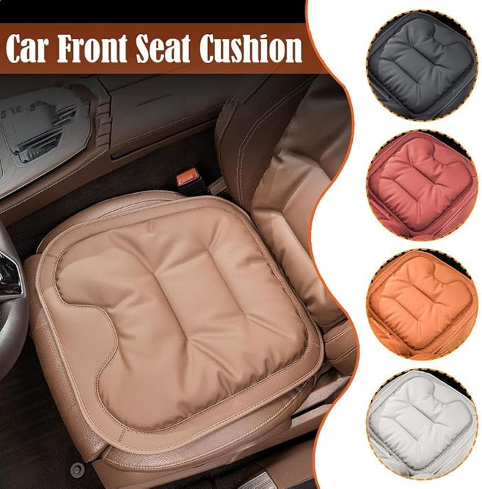 Skin-Friendly & Dirt-Repellent Leather Seat Cushions, 2026 Car Seat Cushion for Driving, 1.57" Thick Comfort Seat Protector, Universal Non-Slip Memory Foam Pad for Car (White, Backrest Cushion)
