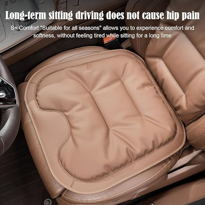 Car Seat Cushion, 2025 New Skin-Friendly Leather Seat Cushions, Skin-Friendly Leather Seat Cushions, Front Bottom and Rear Seat Cushions for Auto Office (Orange 1set)