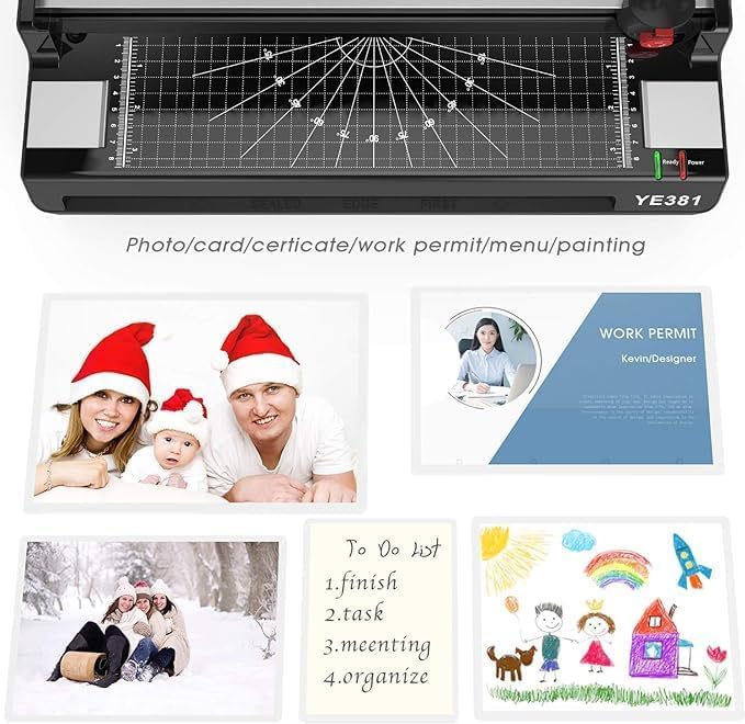 Laminator Machine for A3/A4/A6, YE381 13inch Thermal & Cold Laminating Machine for Home Office School Teacher Use with 120 Pouches, Paper Trimmer and Corner Rounder