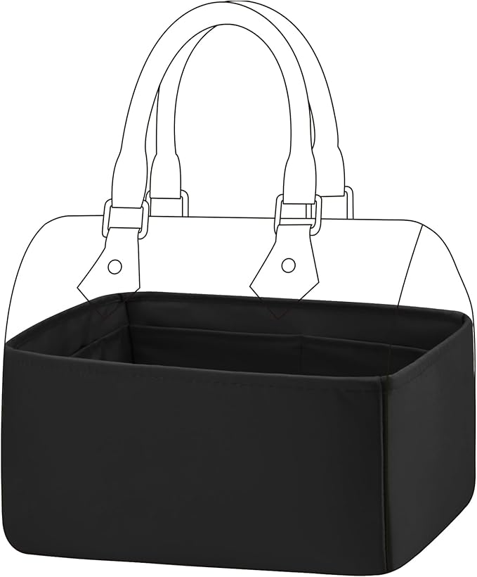 DGAZ Silk Purse Organizer Insert Fits LV Speedy 16/20/25/30/35/45 bags，Silky Smooth Bag Organizer，Luxury Handbag & Tote Shaper（Black，SP25）