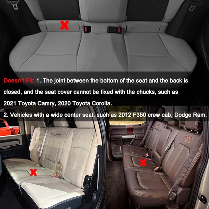 Black Panther Luxury PU Leather Rear Car Seat Cover Adjustable Length (49-55'') Back Seat Protector Fits 90% Vehicles (Sedan SUV Truck), for Seat Bottom Only,Triangle Quilting Design,Burgundy