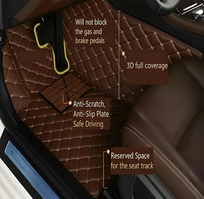 Customize Car Floor Mats for 99% Sedan SUV Sports Car All Weather Leather Full Coverage Waterproof Non-Slip Vehicle Lining Pads (Pink)