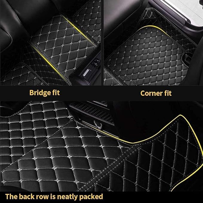 Custom Car Floor Mat Compatible with 97% Car Models Luxury Leather All Weather Waterproof Anti-Skid Full Coverage Car Mats (Orange)