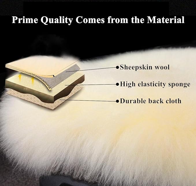 Winter Warmth: Universal Sheepskin Seat Cushion Cover - Natural Wool, for Cars, Trucks, SUVs & Vans - Cozy & Stylish Driving Companion Rear Red