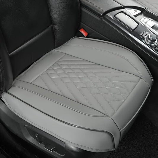 GIANT PANDA 2pcs Front Car Seat Covers Bottom Seat Covers, PU Leather Driver Car Seat Protectors Fits 95% of Vehicles, Wrapping Around The Bottom (Grey)