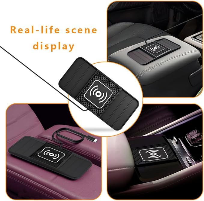 Wireless Charging Pad for Car for Ford Expedition EcoSport Edge Escape Explorer 2000-2026, DIY Trim-to-Fit Slim Non Slip Fast Charger Car Wireless Charging Pad 30CM Cable