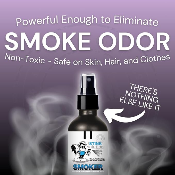 The Stink Solution Smoke Odor Eliminator Spray - Completely Remove Smoke Smell From House, Car, Clothes, Hands, Hair, & More - Best Odor Eliminator For Smoke - Sky Blue Fragrance - 2 16 oz Bottles