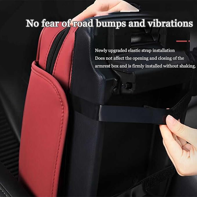 Car Center Console Cover for Fiat 500L (Type 330) 2012-2021, Leather Car Arm Rest Cover, Car Armrest Cushion with 2 Storage Bags Car Center Console Armrest Pad, B Black
