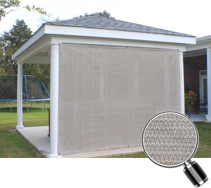 Alion Home Sun Shade Privacy Panel with Grommets and Hems on 4 Sides for Patio, Awning, Window, Pergola or Gazebo. Smoke Tan(16' X 6')