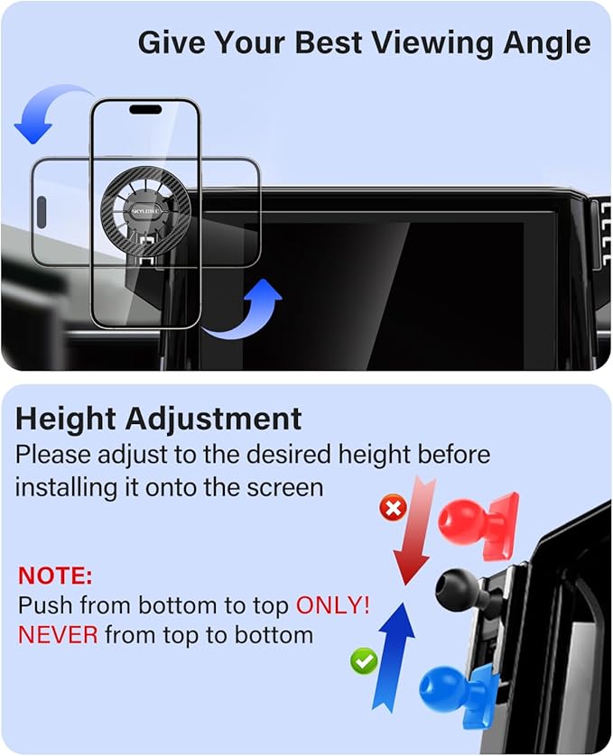 Car Phone Holder for Jeep Wrangler JL JLU/Gladiator JT 2024 2025 Accessories Automobile Cradles Magnetic Phone Mount Compatible with MagSafe, Magnets Cell Phone Base(Only Fit 12.3-Inch, Not for 4XE)