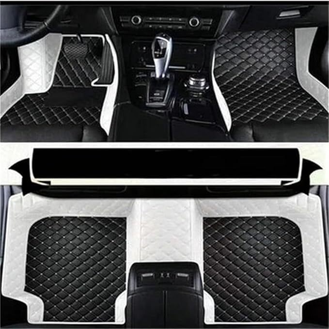 Custom Car Mats All Weather Fit Automotive Floor Mats PU Leather Protector Mat for Most Sedan, SUV, Truck Floor Mats (Black and White Side)