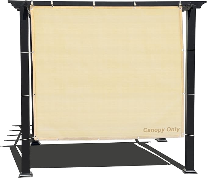 Sun Shade Privacy Panel with Grommets on 4 Sides for Patio, Awning, Window Cover, Pergola or Gazebo (Banha Beige, 8' x 8')