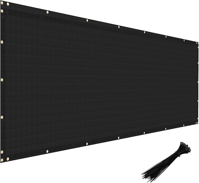 Windscreen4less Privacy Fence Screen Heavy Duty Windscreen Fencing Mesh Fabric Shade Net Cover with Brass Grommtes for Outdoor Wall Garden Yard Pool Deck, 8'x291' Black