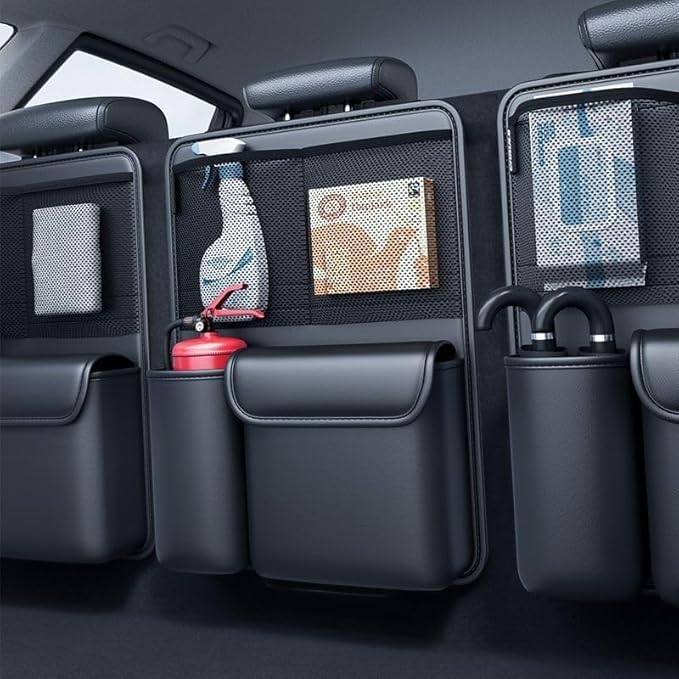 Car Trunk Organizer Backseat Storage Bag for Honda CRV Hybrid 2023-2026, Heavy Duty Hanging Cargo Net Pocket Space Saving Leather Interior Accessories,1pcs
