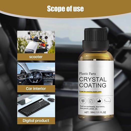 2025 Upgrade Crystal Coating for Car, Plastic Parts Crystals Coating, Plastics Parts Crystal Coating Plastic Restorer with Spong, Long Duration Refurbish Coatings Agent for Automotive Plastics (1Set)