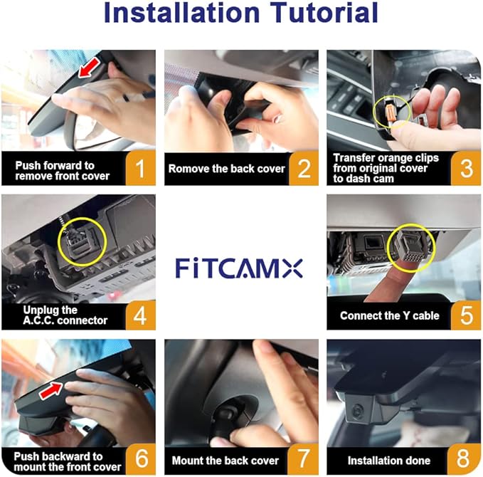 Fitcamx 4K Dual Cam Suitable for Toyota Tundra 2017 2018 2019 2020 2021 & Sequoia 2017-2022 Limited SR5 Platinum, OEM Look, Front 2160P Rear 1080P HD Video, Loop Recording WiFi, G-Sensor 128GB Card