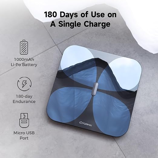 Yunmai Smart Scale with BMI, Body Fat, Muscle Mass, Body Weight, Body Fat Scale, 13 Body Composition Scale, Accurate Digital Bathroom Scale Bluetooth, Apple Health Compatible, Rechargeable 400lb