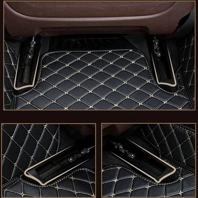 Car Floor Mats Automotive Floor Mats Vehicle Specific All Weather Protection Custom Compatible with Most of 98% Cars SUVs (Black with White bar)