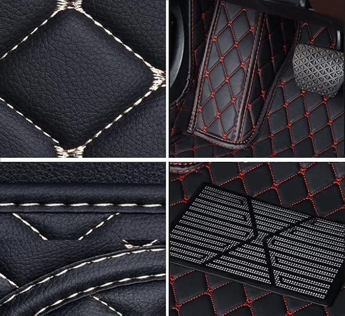 Car Floor Mats for 99% Cars, Trucks and SUVs Full Coverage Pads Protection Non-Slip Leather Floor Liners (Light Brown)