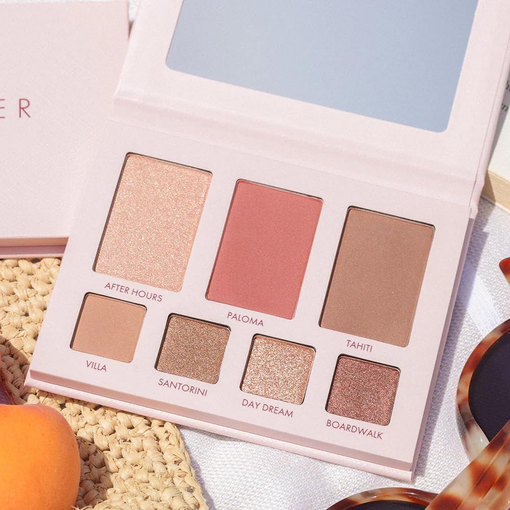 Wander Beauty Getaway Eye & Face Palette - Island Hop (Medium/Dark) - Full Face Makeup Palette Enriched With Vitamin E - For Day & Night Looks - 4 Shadows, Highlighter, Blush, and Bronzer - 0.34 fl oz