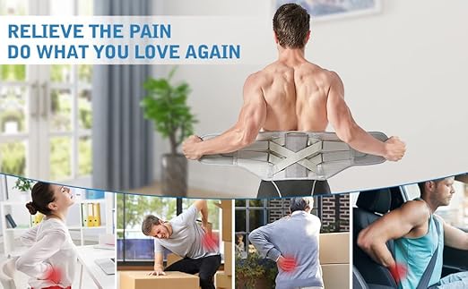 Back Brace for Lower Back Pain Relief - Back Support Belt for Women & Men, Lower Back Brace for Herniated Disc, Sciatica. Removable Stays for Lower Back Support with 2 Different Hardness Sets (X-Large, Ivory)
