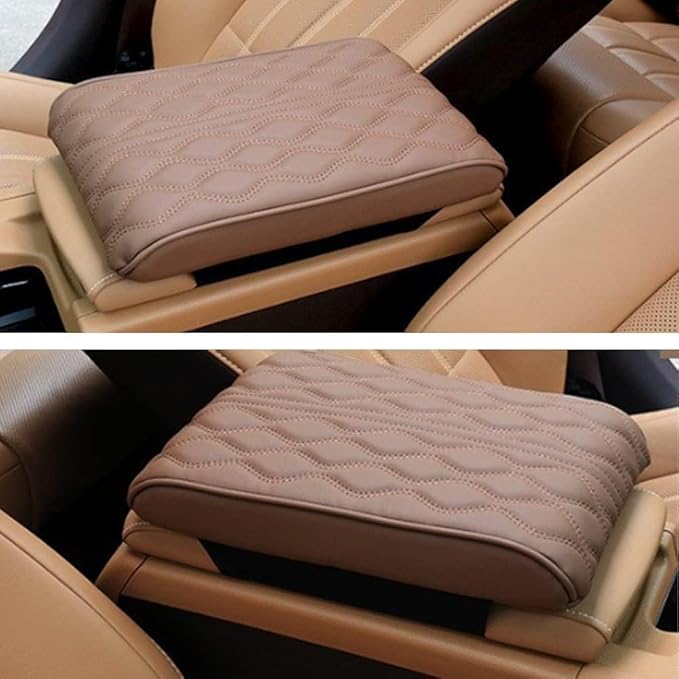 Leather Car Armrest Box Pad, 2026 New Upgrade Waterproof Universal Memory Cotton Armrest Box Pad, Center Console Lid, Car Center Console Cover for Most Vehicle, Car Accessories (Black)