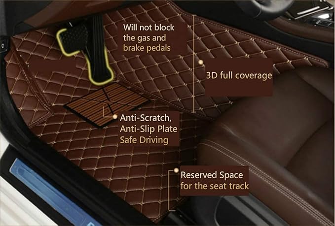 Custom Making Car Floor Mats for 95% Sedan SUV Sports Car Full Coverage Cute Men Women Pads Protection Non-Slip Leather Floor Liners (Red)
