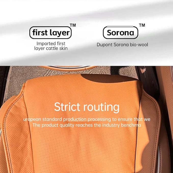Car SUV Van Universal Genuine Leather Seat Cushion Lumbar Back Top Layer Cow Leather Front and Back Cushion Plus Padded Comfort (Coffe Brown Cushion Seat)