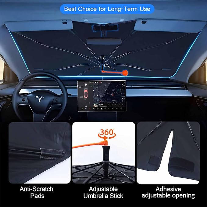 American Flag Chicken Car Windshield Sunshade Umbrella Funny Rooster Singing Sun Shade for Car Windshield Umbrella Upgraded Sunshades Blocks UV & Heat Front Window Shades for SUV Sedan Auto